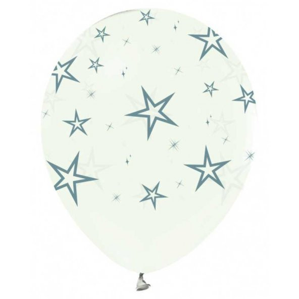 Mor Yıldızlı Şeffaf Balon 10lu