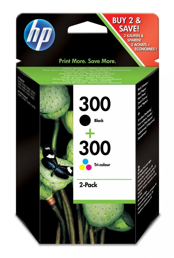 HP 300 2li Paket Siyah/Üç Renkli Orijinal Mürekkep Kartuşları