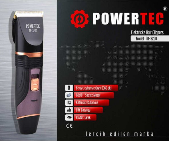 Powertec TR-3200 Tıraş Makinesi Saç Sakal Tıraş Makinesi