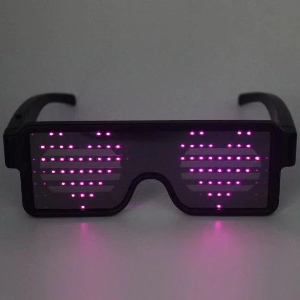 Çok Renkli Led Işıklı Şarjlı Parti Gözlüğü Kablosuz Yılbaşı Düğün Eğlence HJ-LRG01 - 7