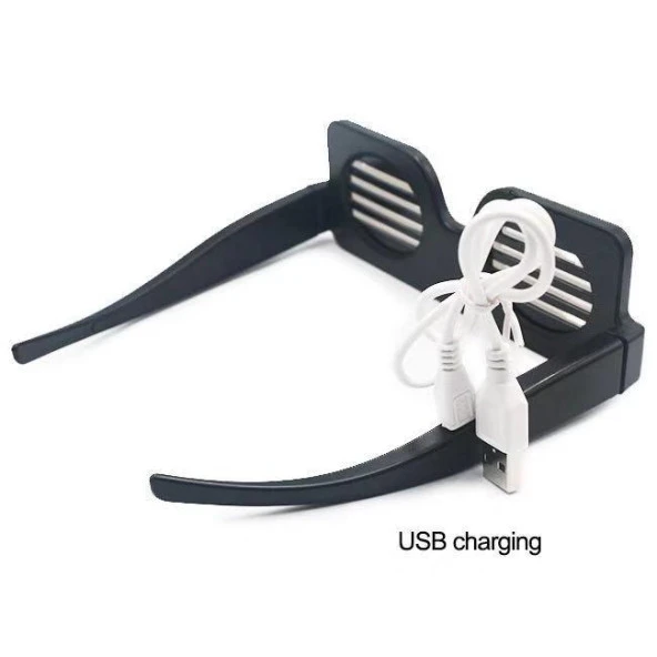 Çok Renkli Led Işıklı Şarjlı Parti Gözlüğü Kablosuz Yılbaşı Düğün Eğlence HJ-LRG01 - 8