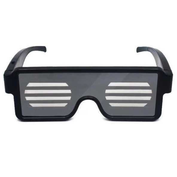 Çok Renkli Led Işıklı Şarjlı Parti Gözlüğü Kablosuz Yılbaşı Düğün Eğlence HJ-LRG01 - 9