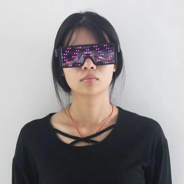 Çok Renkli Led Işıklı Şarjlı Parti Gözlüğü Kablosuz Yılbaşı Düğün Eğlence HJ-LRG01 - 10