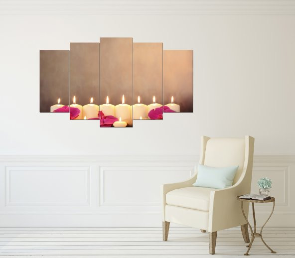 Mum Temalı 5 Parçalı MDF Tablo