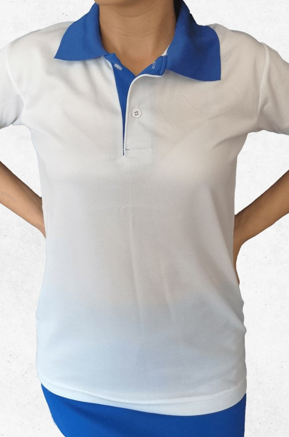 Modapalace Lacivert Polo Yaka Büyük Beden Kadın Spor Tişört