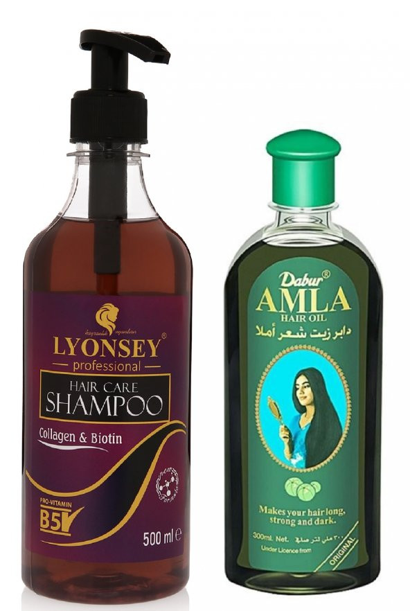 Lyonsey Biotin&Collagen Şampuanı 500 ml+Dabur Amla Saç Bakım Yağı 200 ml