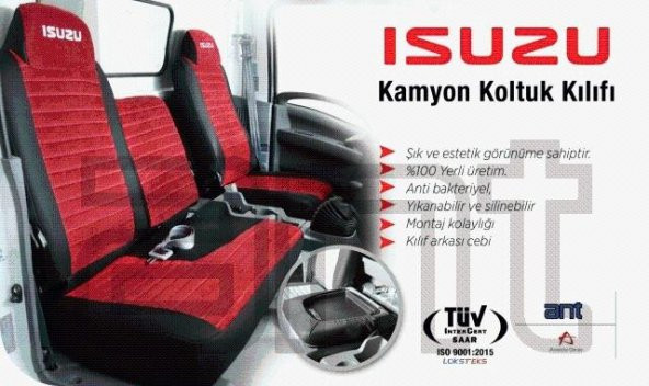 Isuzu NLR-NNR Koltuk Kılıfı (Bordo-Siyah)2017 Kafalıklar Sökülen