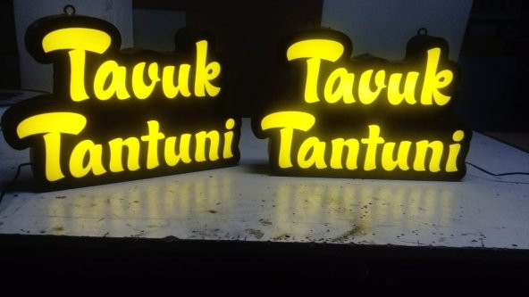 Tavuk Tantuni Sarı Tabelası 3D LED Tabela Neon Etkili Işıklı Kutu Harf Tabela 30x45cm Pleksiglass ürün görseli