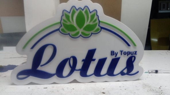 Lotus Şirket Logo Tabelası 3D LED Tabela Neon Etkili Işıklı Kutu Harf Tabela 30x45cm Pleksiglass
