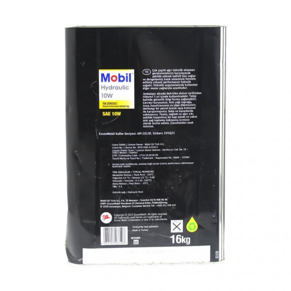 Mobil Hydraulic 10W 16 Kg Tek Dereceli Hidrolik Yağ - Resim 4