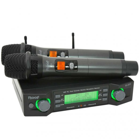 ROOF UHF Dijital Kontrol Kablosuz Telsiz 2 El Mikrofonu R-203 EE