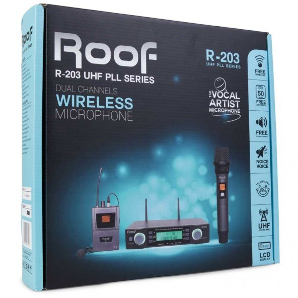 ROOF UHF Dijital Kontrol Kablosuz Telsiz 2 El Mikrofonu R-203 EE - 2