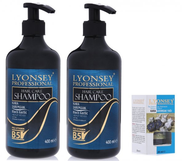 Lyonsey Kara Sarımsak Şampuanı 400 ml 2 Adet + Kara Sarımsak Yağı 20 ml