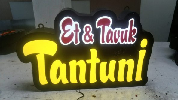 Et Tavuk Tantuni Yazı Tabelası 3D LED Tabela Neon Etkili Işıklı Kutu Harf Tabela 30x45cm Pleksiglass ürün görseli