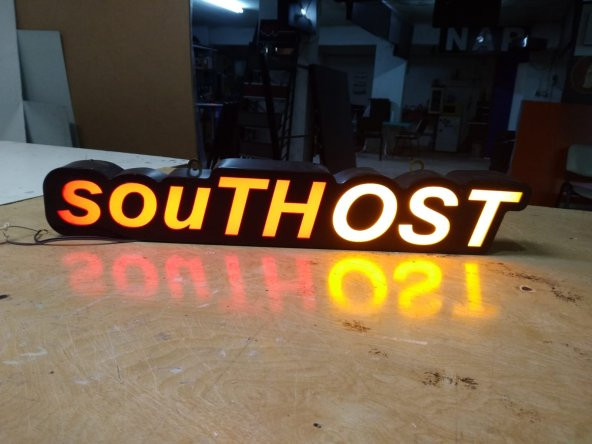 Southost Yazılı Tost Tabelası 3D LED Tabela Neon Etkili Işıklı Kutu Harf Tabela 30x45cm Pleksiglass
