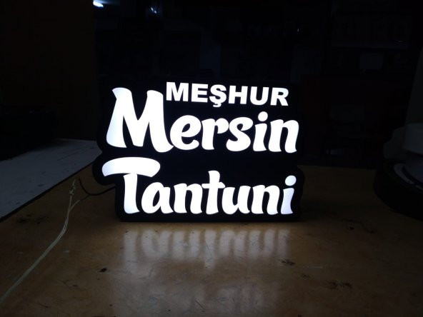Mersin Tantuni Yazılı Tabelası 3D LED Tabela Neon Etkili Işıklı Kutu Harf Tabela 30x45cm Pleksiglass ürün görseli