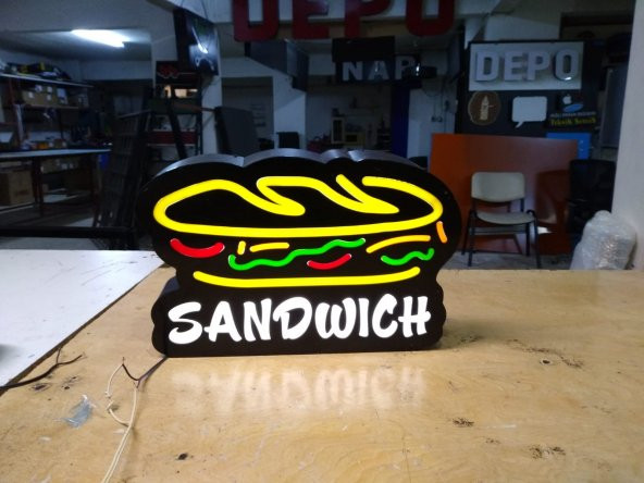 Sandwich Tabelası 3D LED Tabela Neon Etkili Işıklı Kutu Harf Tabela 30x45cm Pleksiglass Depo Reklam ürün görseli