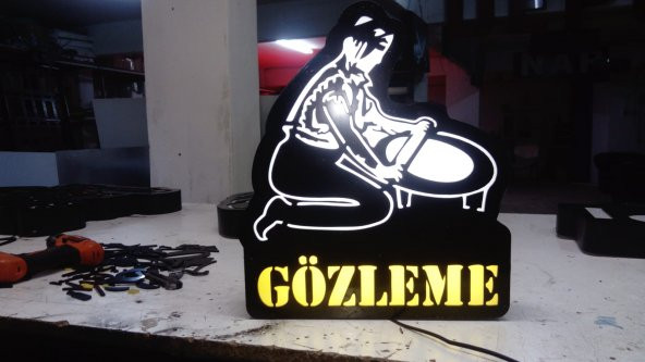 Gözlemeci Tabelası 3D LED Tabela Neon Etkili Işıklı Kutu Harf Tabela 30x45cm Pleksiglass Depo Tabela ürün görseli