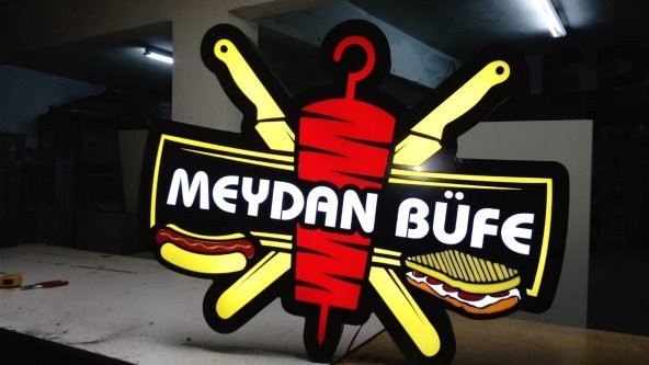 Meydan Büfe Dönerci Tabelası 3D Led Tabela Neon Etkili Işıklı Pleksiglass Kutu Harf Depo Tabela - 1