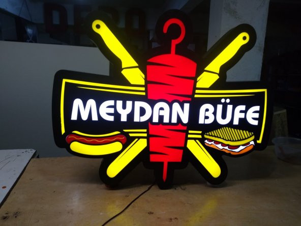 Meydan Büfe Dönerci Tabelası 3D Led Tabela Neon Etkili Işıklı Pleksiglass Kutu Harf Depo Tabela - 2