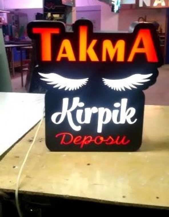 Takma Kirpik Yazılı Kuafor Tabelası 3D Led Tabela Neon Etkili Işıklı Kutu Harf Depo Reklam Maltepe ürün görseli 1