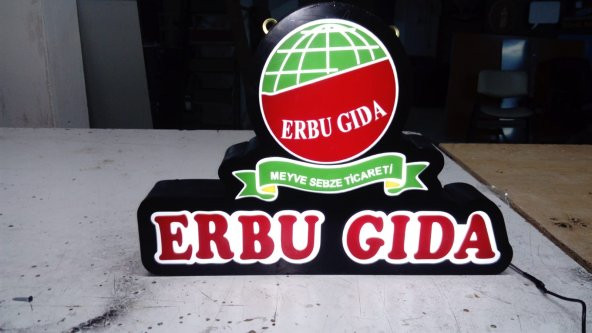 Erbu Gıda Yazılı Tabelası 3D LED Tabela Neon Etkili Işıklı Kutu Harf Depo Reklam Maltepe İstanbul ürün görseli