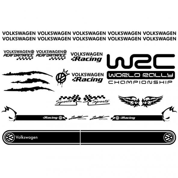 Volkswagen Modifiye Sport Sticker Seti, Volkswagen Etiket Çıkartma Paketi - 1