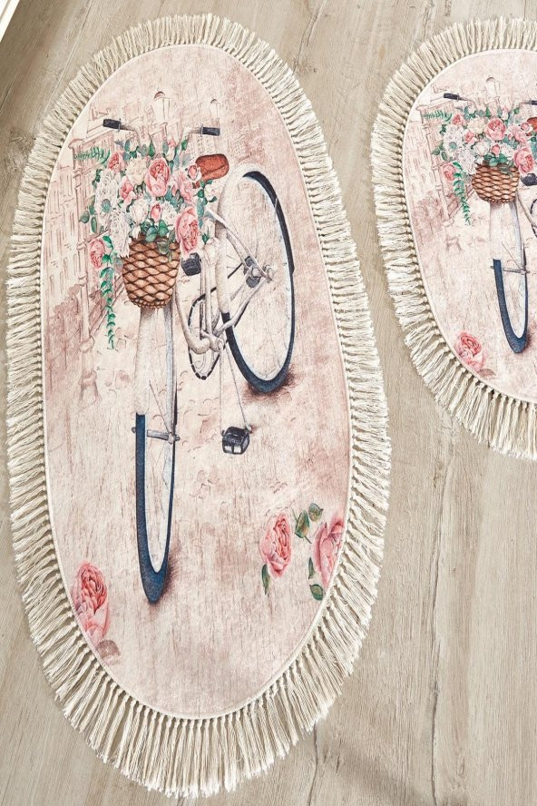 Çapa Home Kaydırmaz Taban Digital Klozet Takımı Oval 2li Banyo Paspas Seti Yıkanabilir Bisiklet - 2