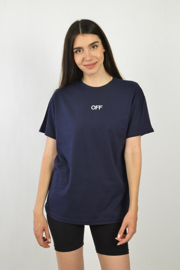 Kadın Lacivert Nakışlı T-shirt - Tayt Takım