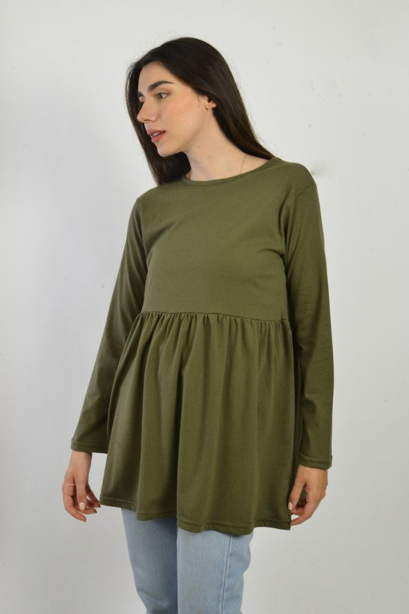 Kadın Siyah Beli Büzgülü Tunik - 2