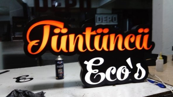 Tütüncü Eco Yazılı Tabelası 3D Led Tabela Neon Etkili Işıklı Kutu Harf Depo Reklam Maltepe İstanbul ürün görseli