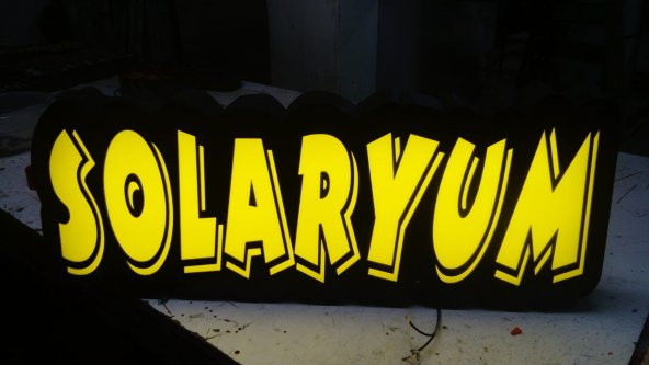Solaryum Sarı Renkli Yazılı Tabelası 3D Led Tabela Neon Etkili Işıklı Kutu Harf Depo Reklam İstanbul