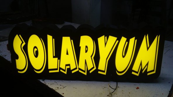 Solaryum Sarı Renkli Yazılı Tabelası 3D Led Tabela Neon Etkili Işıklı Kutu Harf Depo Reklam İstanbul ürün görseli