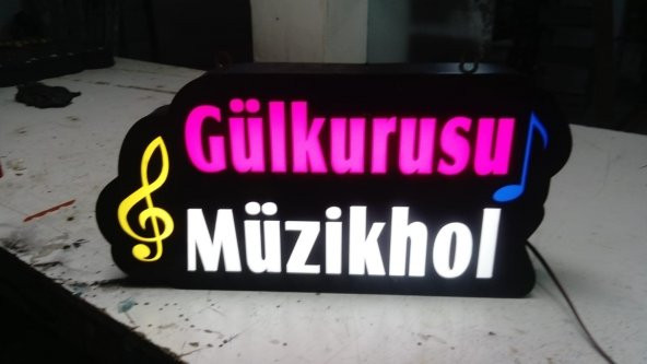 Gülkurusu Müzikhol Yazılı LED Tabelası 3D Led Tabela Neon Etkili Işıklı Kutu Harf Depo Tabela ürün görseli 1