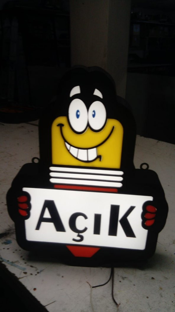 Açık Yazılı Gülen Görsel LED Tabelası 3D Led Tabela Neon Etkili Işıklı Kutu Harf Depo Reklam Maltepe
