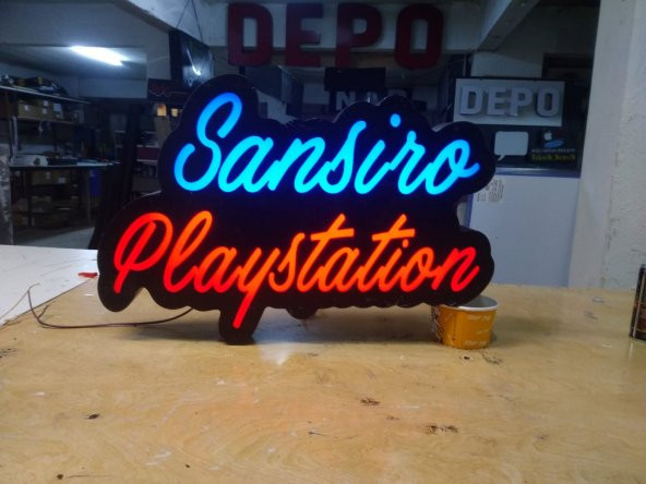 Sansiro Playstation Yazı LED Tabelası 3D Led Tabela Neon Etkili Işıklı Kutu Harf Depo Reklam Maltep ürün görseli
