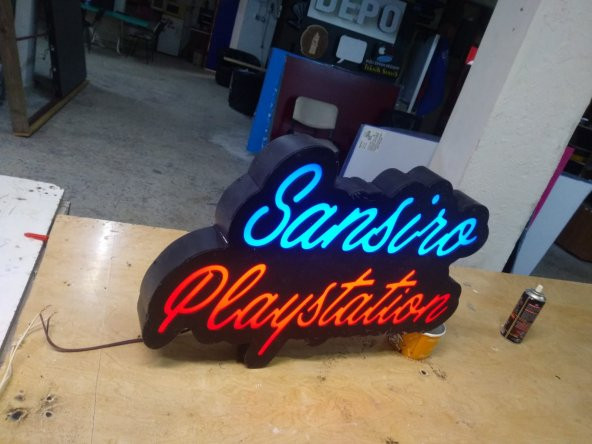 Sansiro Playstation Yazı LED Tabelası 3D Led Tabela Neon Etkili Işıklı Kutu Harf Depo Reklam Maltep - Resim 2