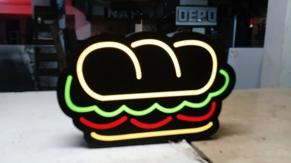 Sandviç Renkli Görseli LED Tabelası 3D Led Tabela Neon Etkili Işıklı Kutu Harf Depo Reklam Maltepe