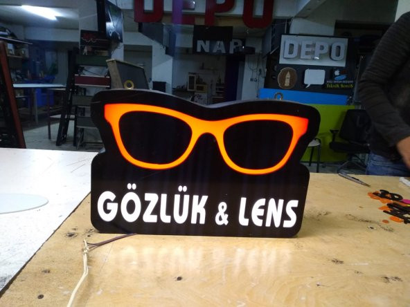 Gözlük ve Lens Yazılı Tabela Optik Tabelaları 3D LED Tabela Neon Etkili Işıklı Kutu Harf Depo Tabela