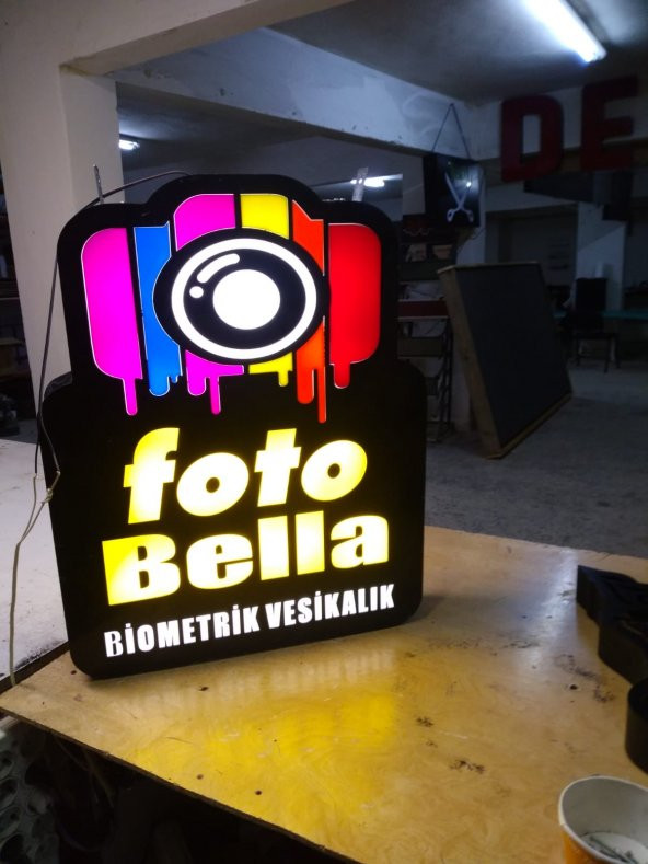 3D FOTOĞRAFÇI LED TABELA FOTO BELLA BUTİK TABELA NEON ETKİLİ IŞIKLI TABELA PLEKSİGLASS DEPO REKLAM