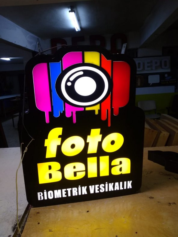 3D FOTOĞRAFÇI LED TABELA FOTO BELLA BUTİK TABELA NEON ETKİLİ IŞIKLI TABELA PLEKSİGLASS DEPO REKLAM - 2