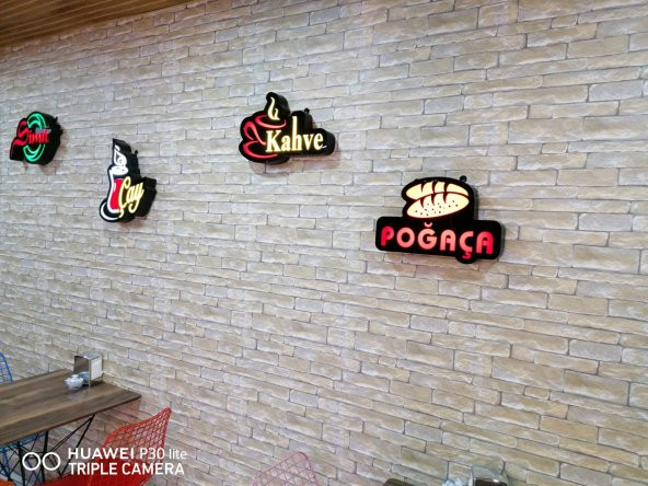 30X45 CM LED IŞIKLI TABELALAR 3D LED TABELA KUTU HARF NEON ETKİLİ KAHVALTI SALONU TABELALARI - 2