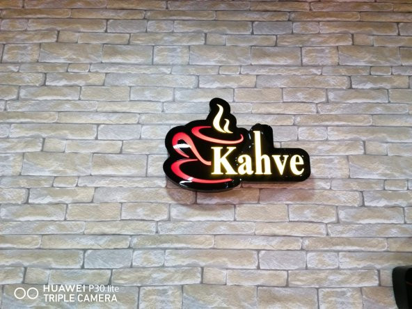 30X45 CM 3D LED TABELA NEON ETKİLİ IŞIKLI TABELA KAHVE YAZILI RESİMLİ TABELA DEPO REKLAM TABELA