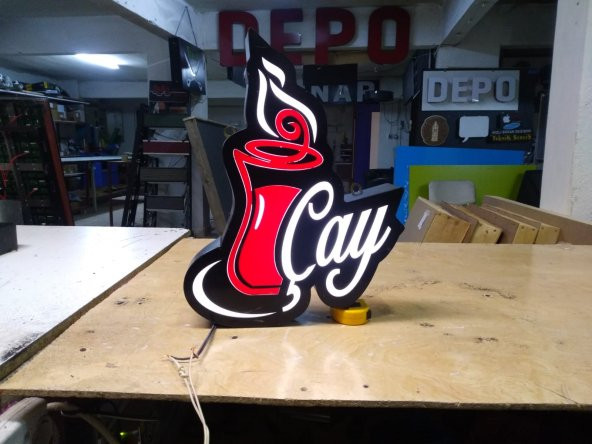 Çay Görselli Yazılı Kahvaltı Salonu Tabelası 3D LED Tabela Neon Etkili Işıklı Kutu Harf Depo Tabela - 2