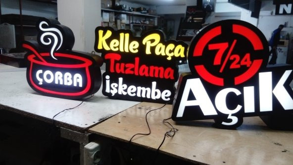 Çorba-Kelle Paça-Açık 3D LED Tabela Neon Etkili Işıklı Kutu Harf Depo Tabela Reklam Maltepe İstanbul ürün görseli