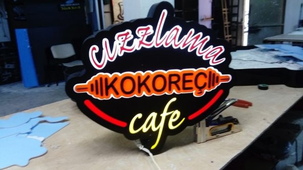 Cızzlama Kokoreç Cafe Logo 3D LED Tabela Neon Etkili Işıklı Kutu Harf Depo Tabela Reklam İstanbul ürün görseli