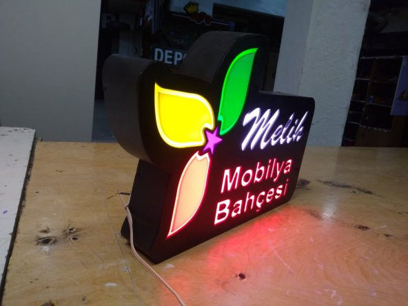 Melih Mobilya Bahçesi Tabelası Butik 3D Led Tabela Neon Etkili