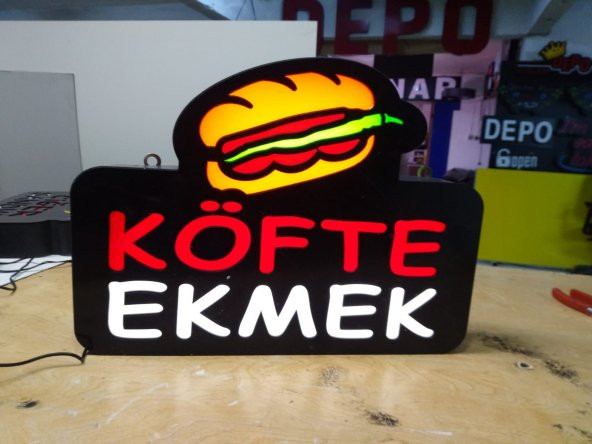 Köfte Ekmek Tabelası 3D Led Tabela Neon Etkili Kutu Harf Maltepe İstanbul ürün görseli