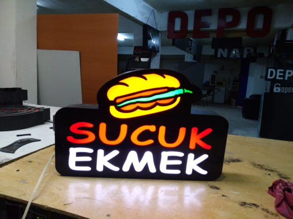 Sucuk Ekmek Resimli Yazılı Tabelası 3D Led Neon Etkili Işıklı Tabela Kutu Harf Depo Tabela Maltepe - 1