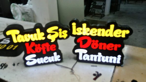 Tavuk Şiş-Köfte-Sucuk-İskender-Döner-Tantuni Tabelası 3D Led Neon Etkili Işıklı Tabela Kutu Harf - 1